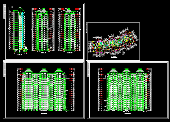 某小区高层住宅楼平立面CAD施工设计图纸_图1