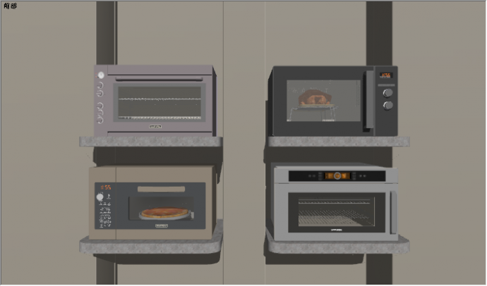现代微波炉小型烤箱厨房电器su模型_图1