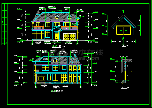 某别墅建筑结构cad设计施工图带效果图-图二