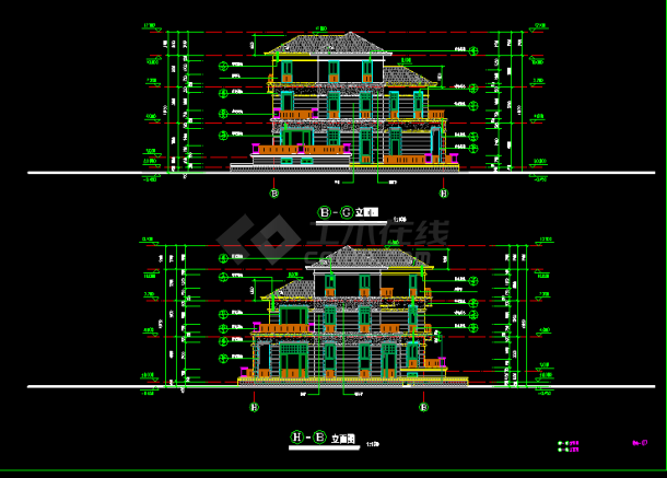 一套完整的别墅建筑结构cad设计施工图-图二