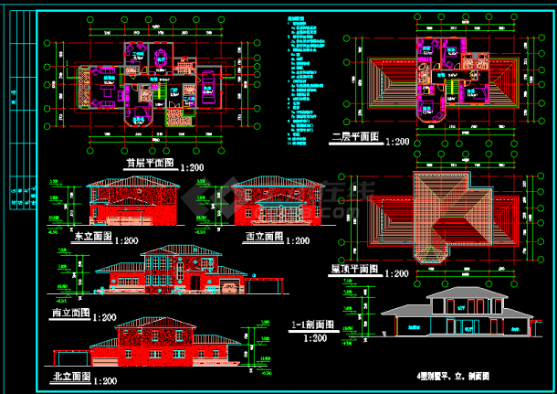 某中式别墅建筑cad设计方案施工图-图二