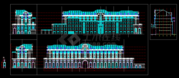 实用别墅建筑cad设计立面施工图-图一