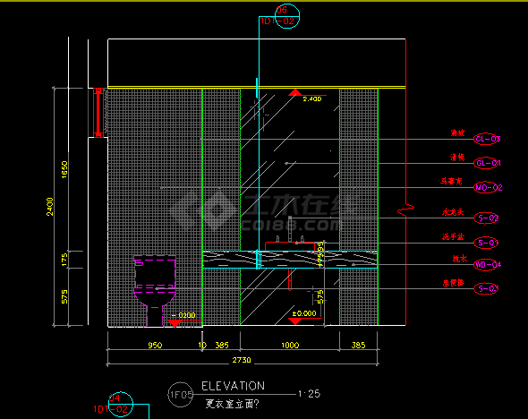 某家居小卫生间施工装修设计CAD平面图-图二