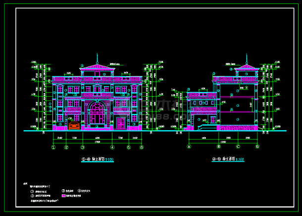 豪华大型别墅建筑cad施工设计图纸-图二