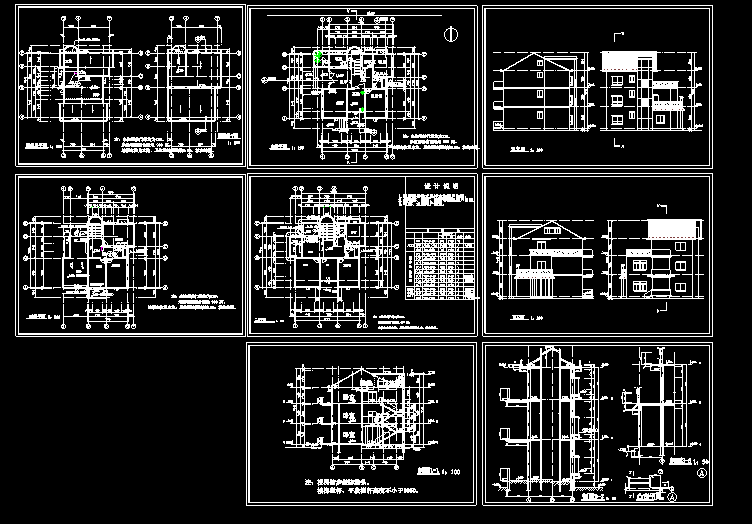 单栋别墅建筑cad详细施工设计图