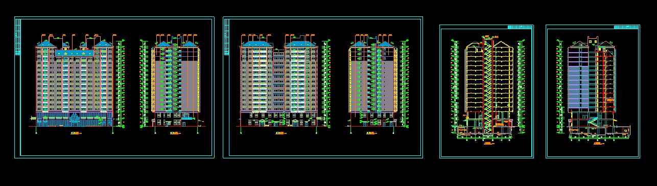 湘江明珠高层住宅平立面设计CAD详图