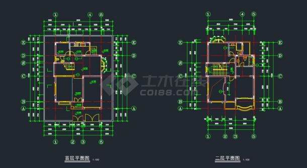 上海某地区三层日式别墅全套建筑设计cad施工图-图二
