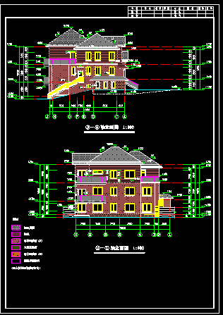 某中式经典高档别墅T型建筑施工设计图-图二