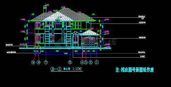 常用精致的别墅建筑cad施工设计图-图二