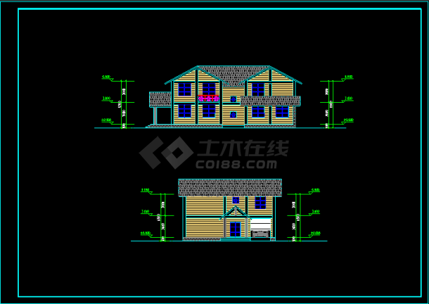 中式经典风格木构二层别墅设计方案图-图二