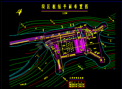 坝区建造枢纽平面cad设计施工图-图二
