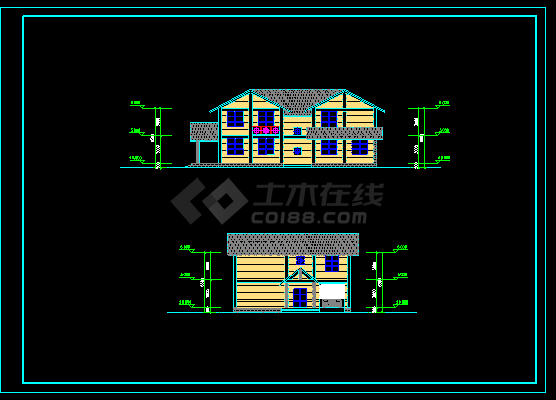 某地区木结构别墅设计cad方案图-图二