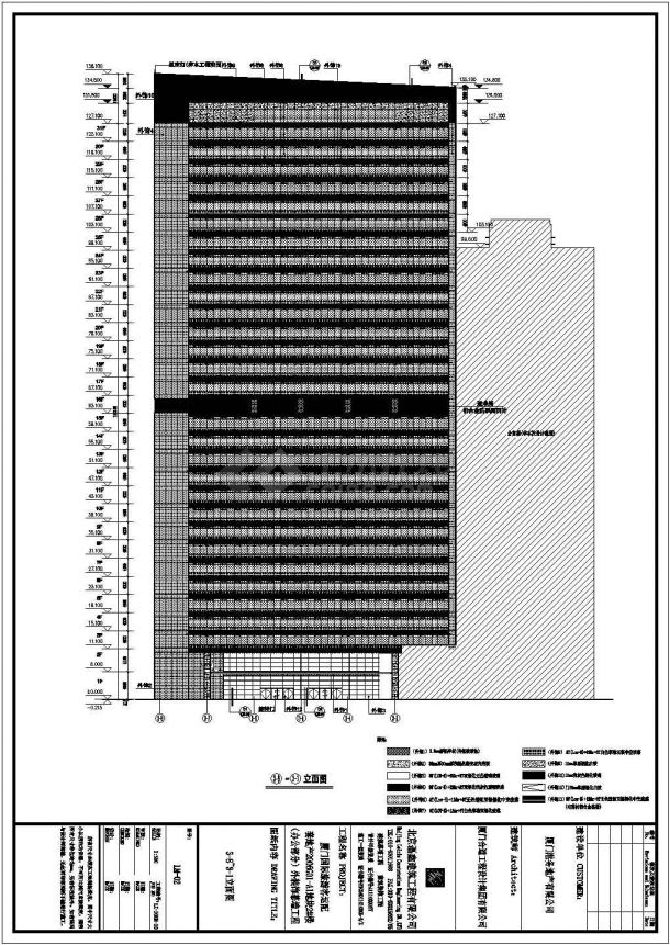 厦门国际邮轮城A1地块办公楼外幕墙工程全套施工图-图二