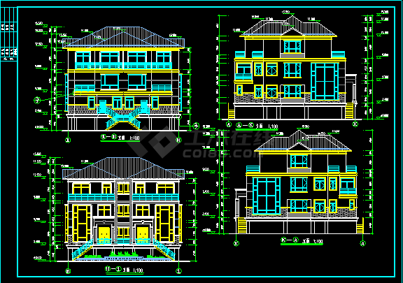 两套仿古别墅建筑施工CAD设计方案图-图二