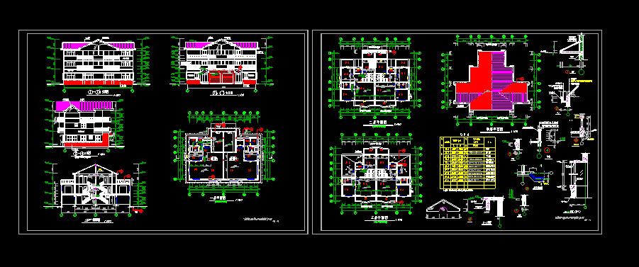 三层双拼中式经典豪华别墅施工设计图