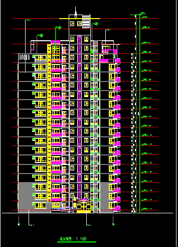 某高层全套CAD建筑施工设计平立面图-图二