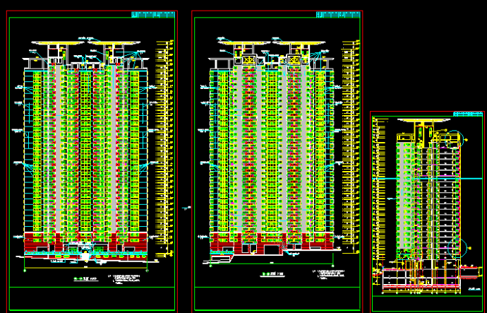 某市高层住宅楼建筑CAD立面设计施工图_图1