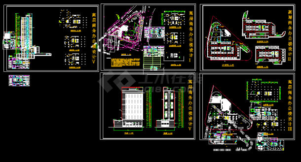 某市高层商务办公楼建筑CAD施工方案设计图-图一
