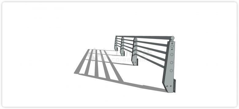 梯形固定柱细柱形横栏不锈钢栏杆su模型-图二