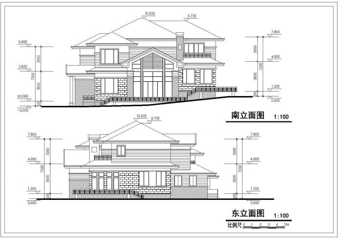 某地含室内车库的二层别墅方案CAD图纸_图1