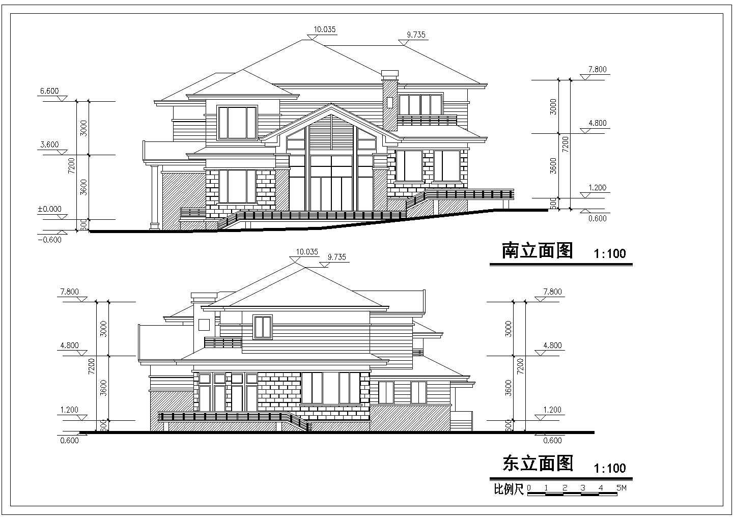 某地含室内车库的二层别墅方案CAD图纸