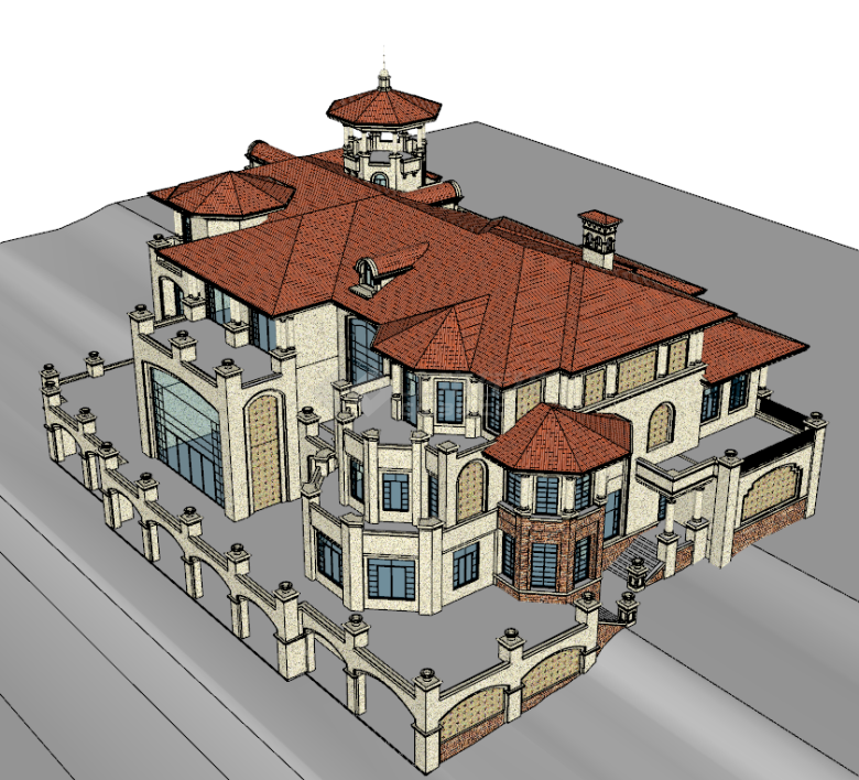 欧式古典豪华城堡民宿su模型-图一