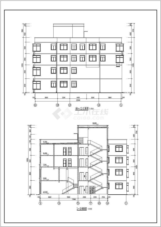 河南某地四层商住楼建筑设计方案图-图二