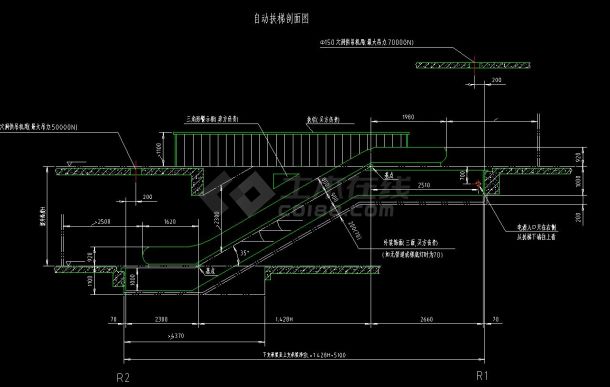 自动扶梯cad设计标准平面施工图-图二