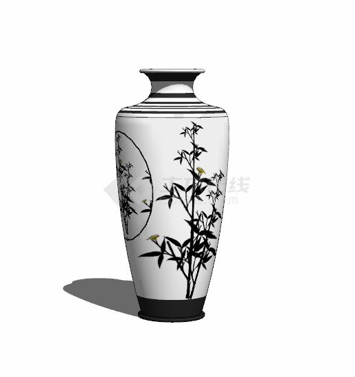 黑色纹路花瓶现代饰品 su模型-图二