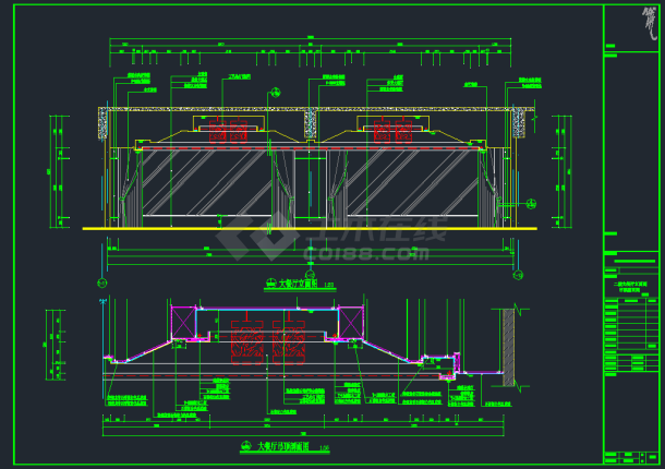 某豪华餐厅立面装修CAD设计详图-图二