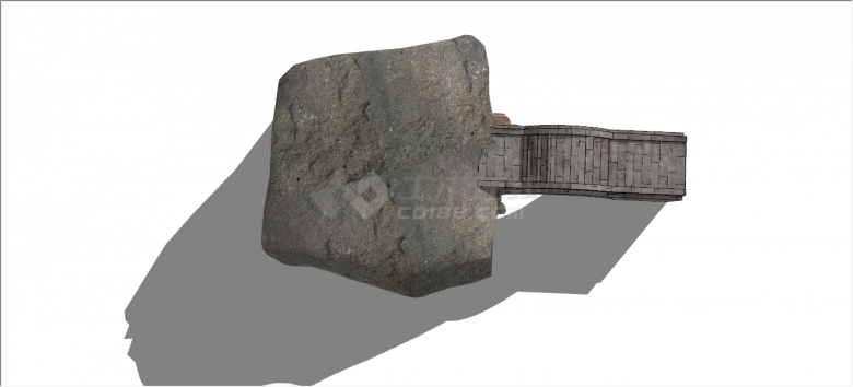 坚固中式石头廊桥su模型-图二