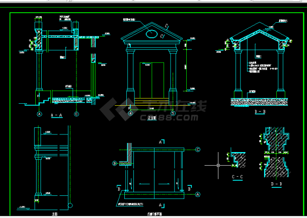 某小别墅建筑设计及施工全套CAD图-图二