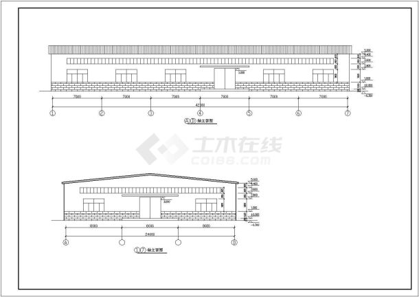 某地24m*42m双坡单跨轻型门式钢架厂房方案图-图二