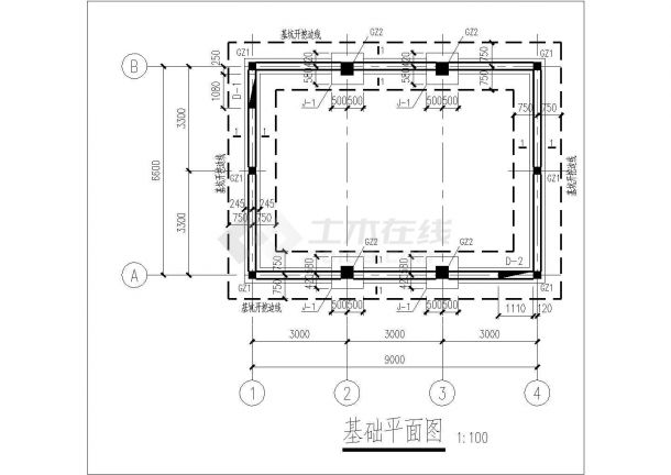 某小区地上一层砖混结构热交换站结构施工图纸-图二