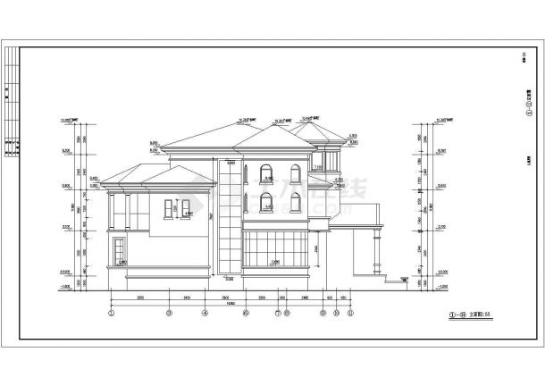 南方某小区三层别墅楼建筑设计方案图-图二