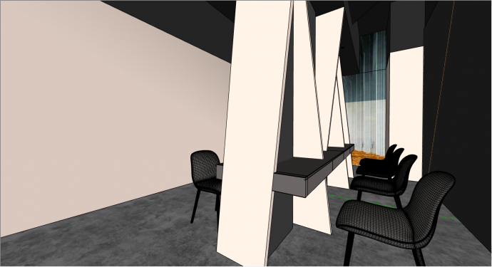 灰色的地板放置着黑色椅子的美妆美甲专柜专卖店su模型_图1
