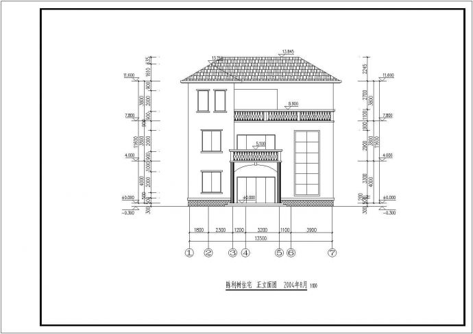 某地区三层砖混别墅建筑结构设计施工图纸_图1
