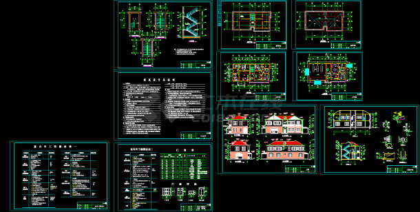 别墅设计施工CAD图（含设计说明）-图一