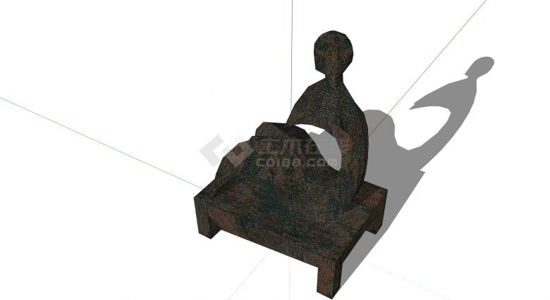 铁质蹲坐人偶现代创意艺术雕塑su模型-图二