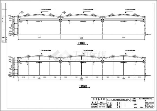 某地三联跨门式刚架厂房结构设计施工图纸-图二