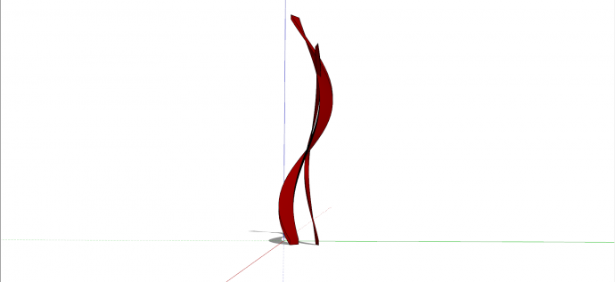现代创意红色曲线交错艺术雕塑su模型_图1