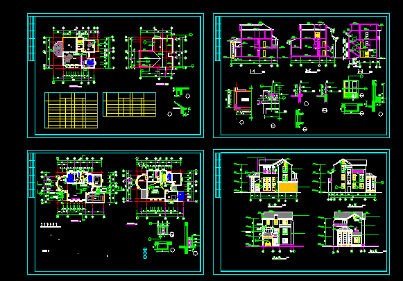 超豪华别墅建筑设计施工全套CAD图纸_图1