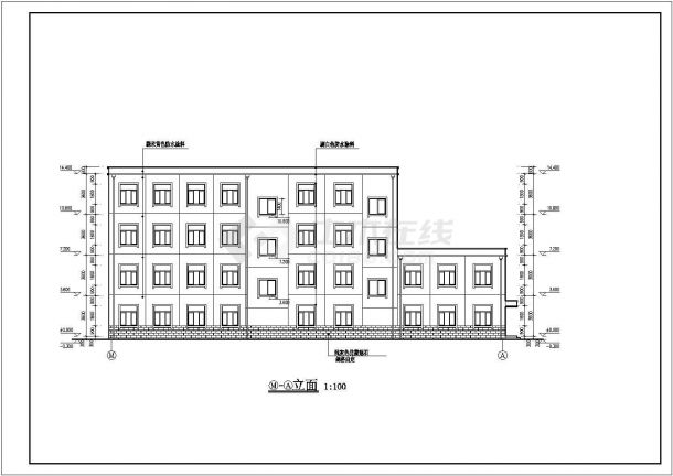【河北】四层砖混结构综合服务楼建筑、结构施工图(含PKPM模型)-图二