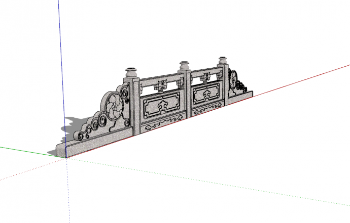 石刻廊桥中式栏杆su模型_图1