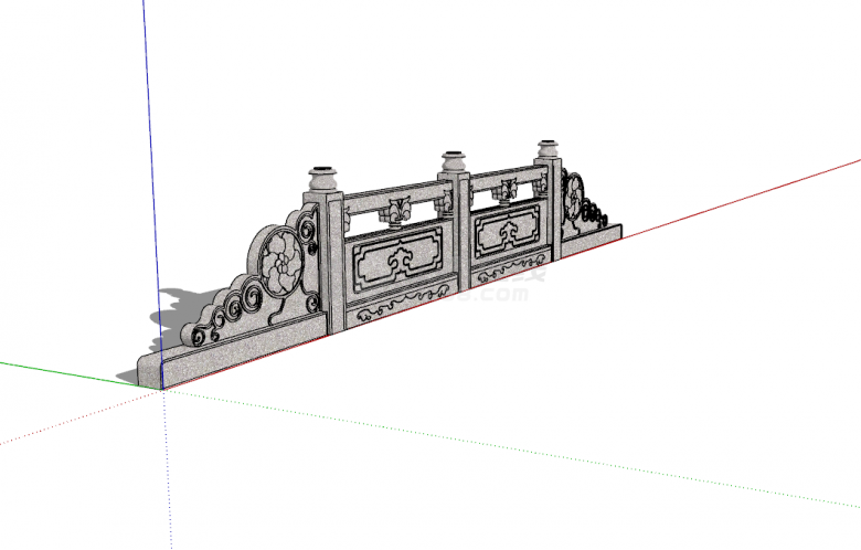 石刻廊桥中式栏杆su模型-图一