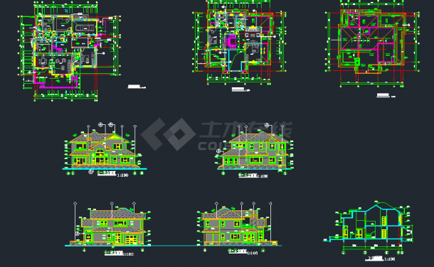 某地区禹城B型别墅建筑设计CAD施工方案图-图一