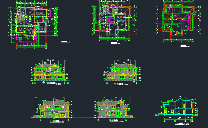 某地区禹城B型别墅建筑设计CAD施工方案图_图1