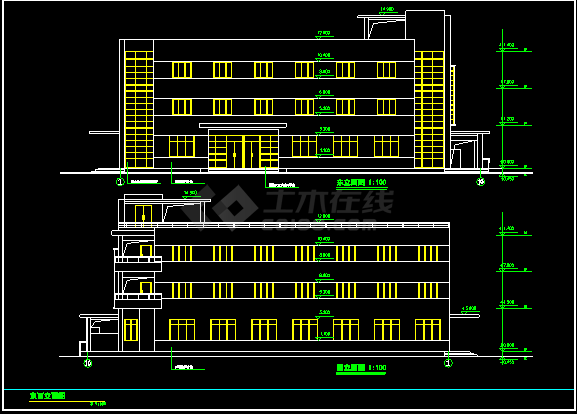 南方某宿舍楼建筑CAD设计施工平面图-图二