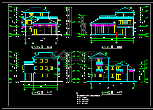 多层私人别墅建筑施工cad设计方案图纸-图二