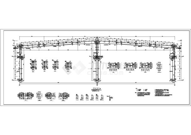 某公司单层门式钢架厂房结构设计施工图-图一